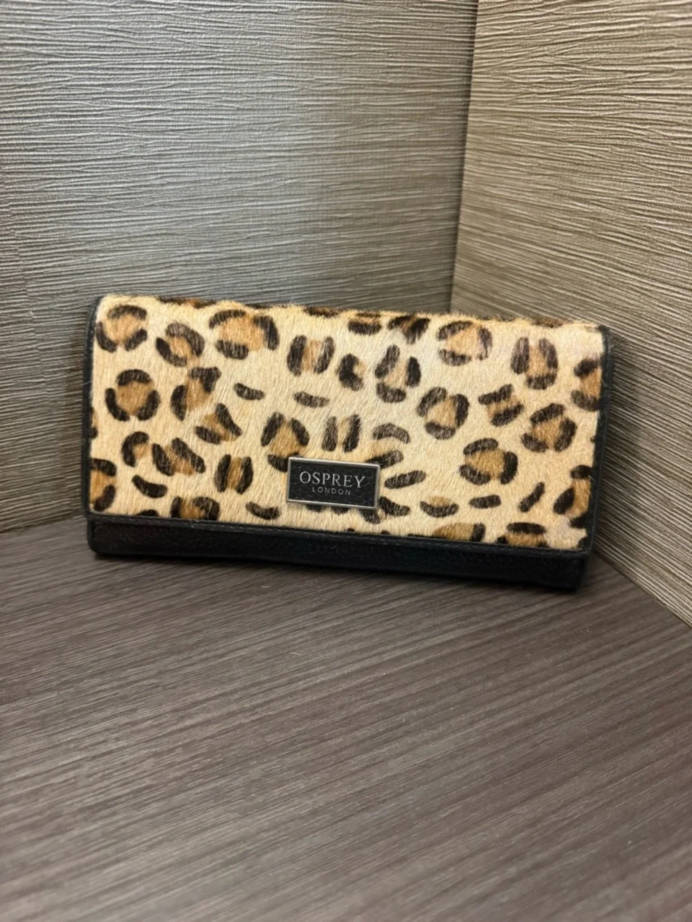 Osprey London Julia Leopard Print Calf Hair Matinee Wallet